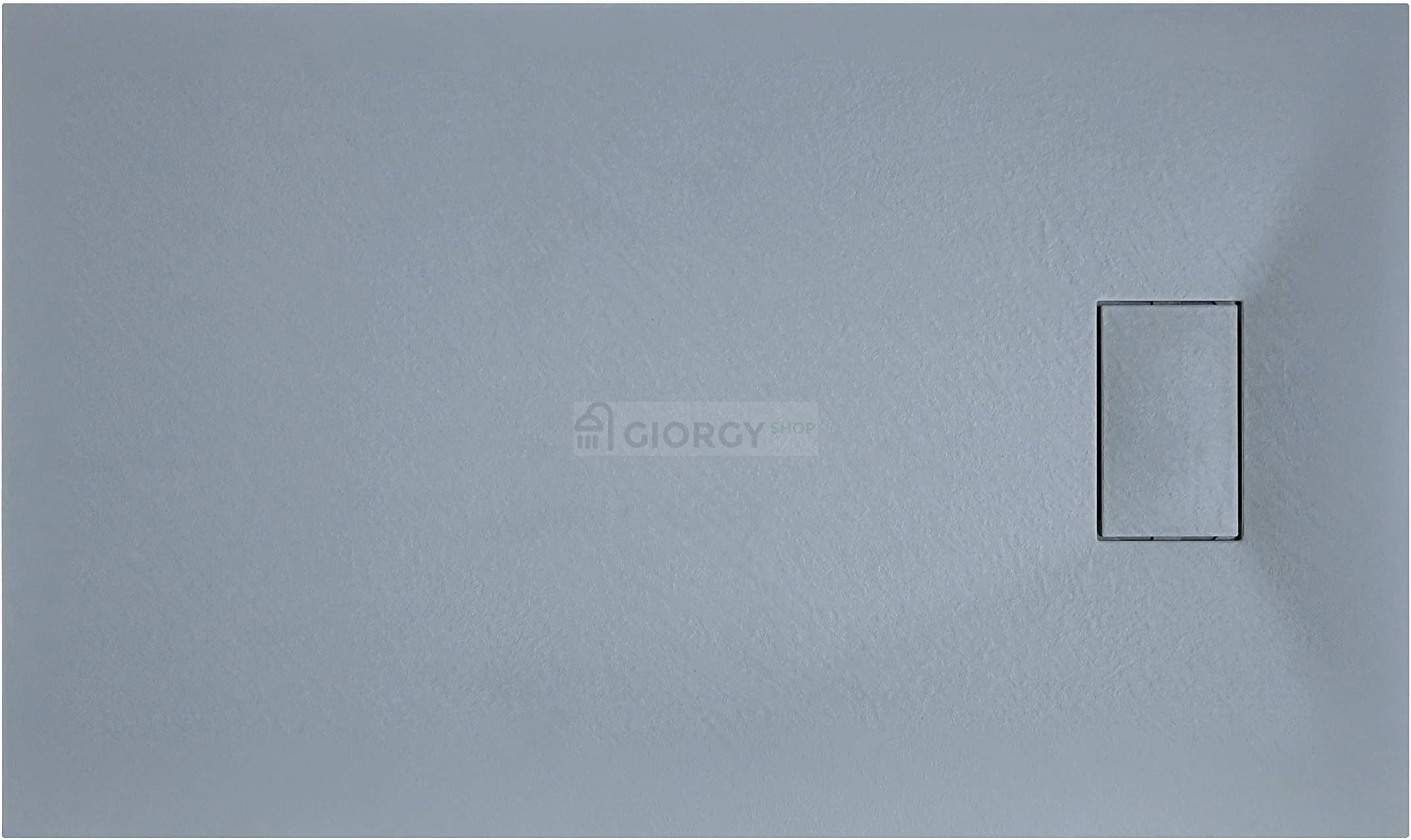 Shower Tray Height 2.6 cm Slate Stone Effect made from SMC Glass Resin, with Drain included., grey