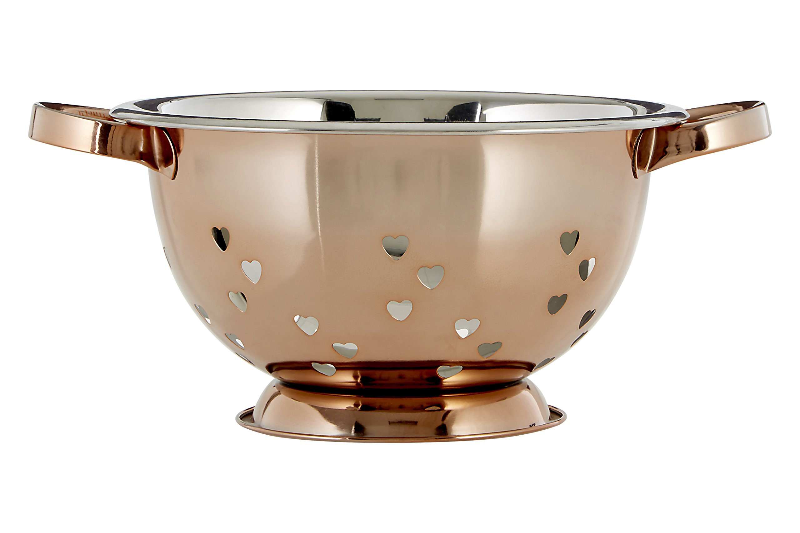 Premier Housewares Colander with Hearts Design, Rose Gold, 24 x 24 x 13 cm
