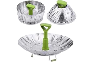 (13cm - 23cm ) - Vegetable Steamer Basket - Stainless Steel Collapsible Steamer Insert for Steaming Veggie Fish Seafood Cooki