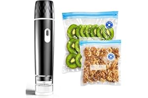 Chef Preserve Portable Vacuum Sealer for Food with 10 Bags - Compact Rechargeable Handheld Sealer with Auto Vacuum Function, 