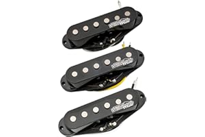 MUSICLILY Wilkinson Vintage 60's Staggered Alnico 5 Single Coil Pickups Set for Strat Style Electric Guitar, Black