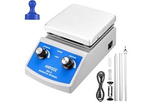 ANPOOZ Magnetic Stirrer Hot Plate 2000ml Stirring Capacity 5 x 5 inch Max 520°F Hotplate and 100-2000 RPM Lab Stirrers, Stir Bar Retriever, 1 Stir Bar & Support Stand Included