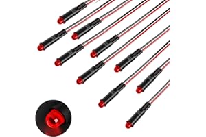 FILN LED Indicator Light 6 mm Plastic Signal Light Dashboard Indicator Light 12V 24V Suitable for Car and Industrial Equipment Panel Instrument displays (10 Red)