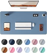 YSAGi Leather Desk Mat Large 100x50 cm Sea Blue Non-Slip Waterproof