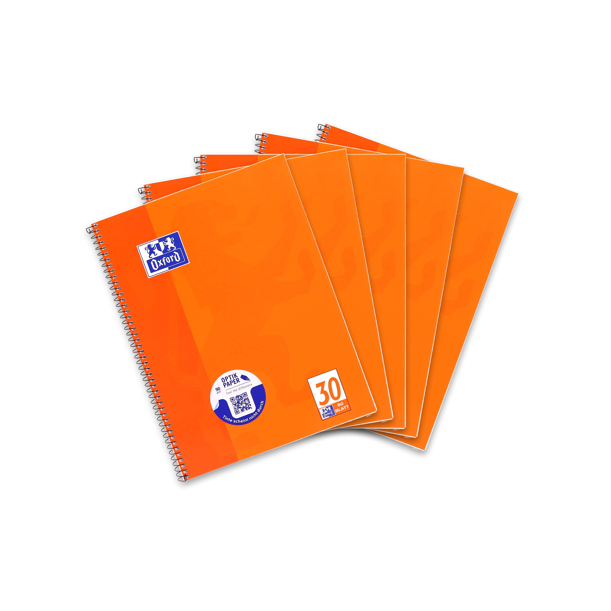 Oxford College Notepad A4 Blank 80 Sheets Punched Orange Pack of 5