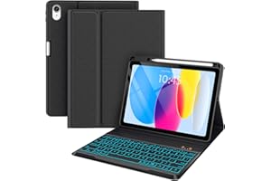 Keyboard Case for iPad (A16) 11th/10th Generation 10.9 Inch (2025/2022), Detachable Folio Keyboard Cover with 7 Colors Backli