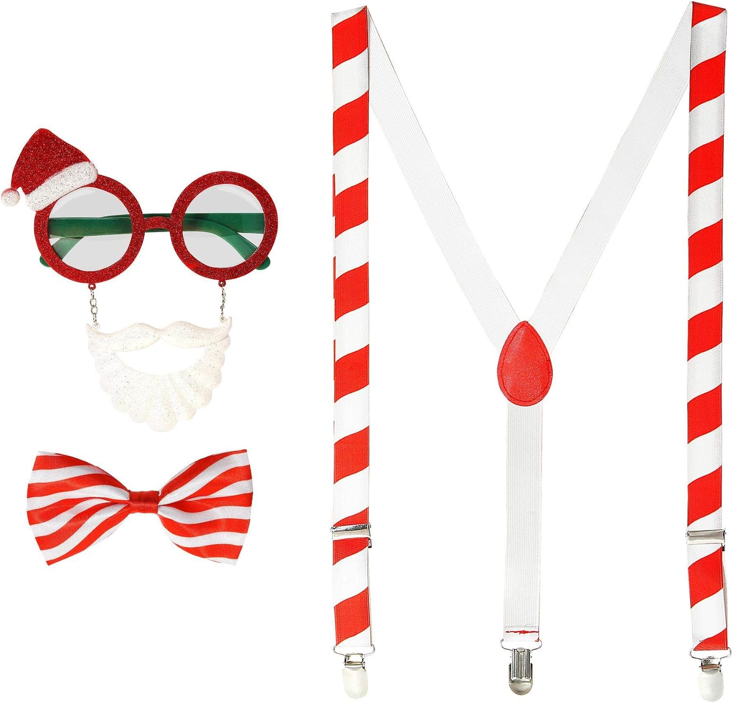 WIDMANN Santa Claus (glasses, braces, bow tie), Red/White