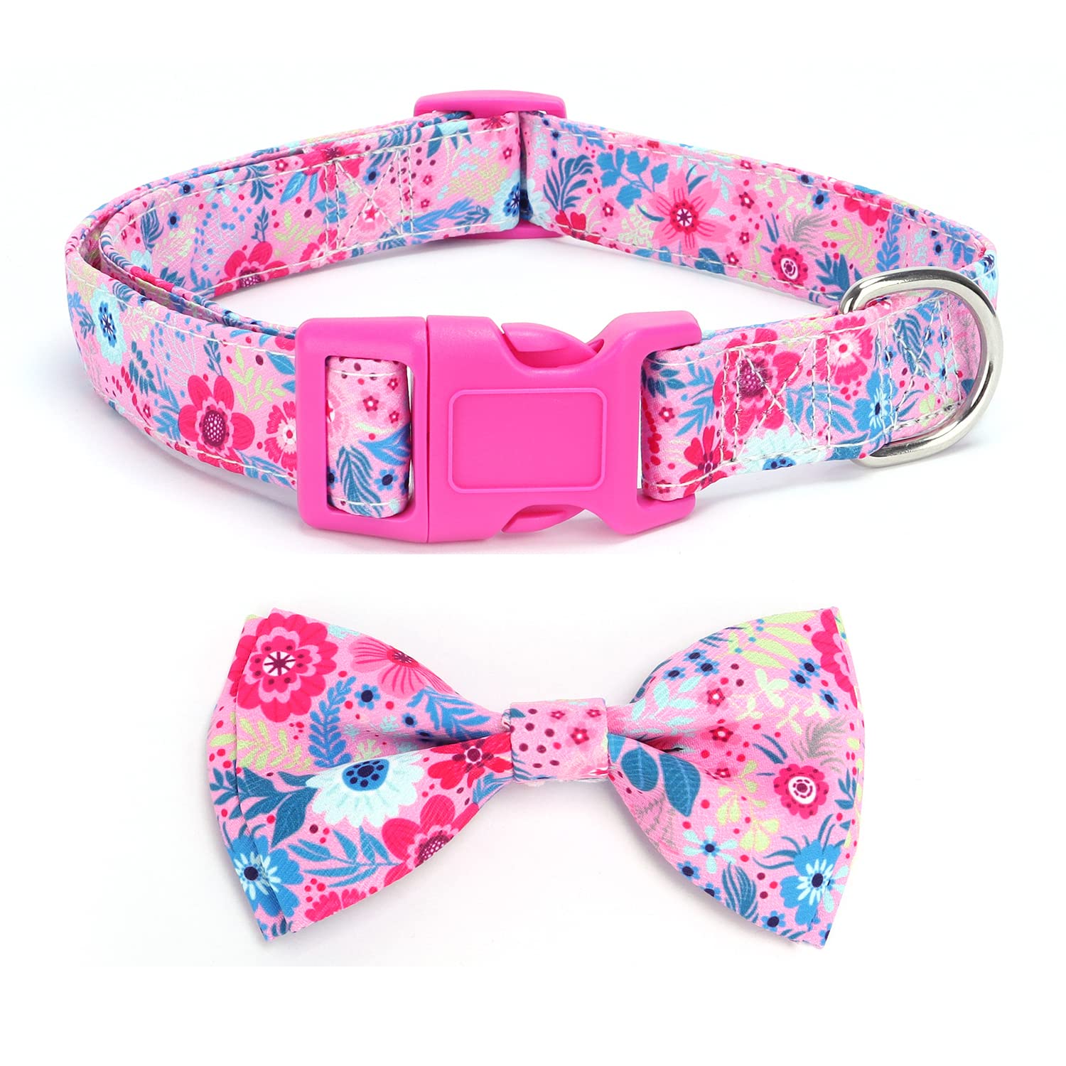 haoyueer Soft Comfy Bowtie Dog Collar,Detachable and Adjustable Bow Tie Collar,for Girl Female Small Medium Large Dogs (L, Hot Pink1)