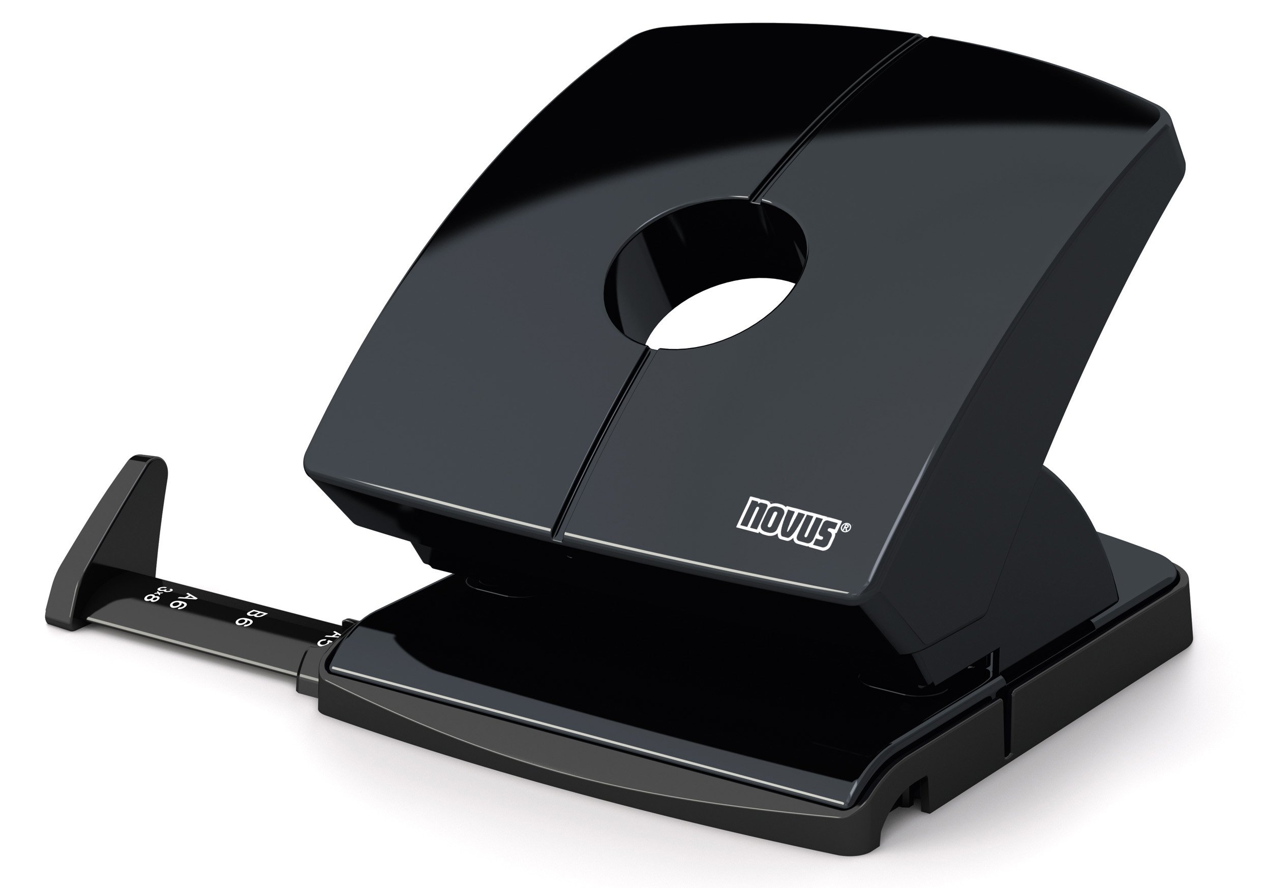 Novus B 230 Hole Punch (Hole Punch Capacity 30 Sheets Paper, Fixed Locking Stop Rail, Full Metal Device with Plastic-Coated Top) Black