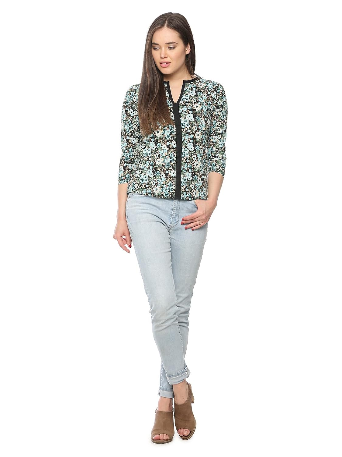 vvoguish dark green flower print top