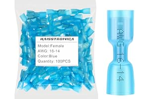haisstronica 100pcs Blue Heat Shrink Female Spade Connectors,16-14 Gauge Insulated Electrical Crimp Wire Terminals