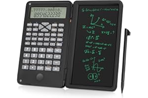 LINGSFIRE Scientific Calculator with Erasable Writing Board, 10-digit LCD Display Foldable Desk Calculator Physics Graphing C