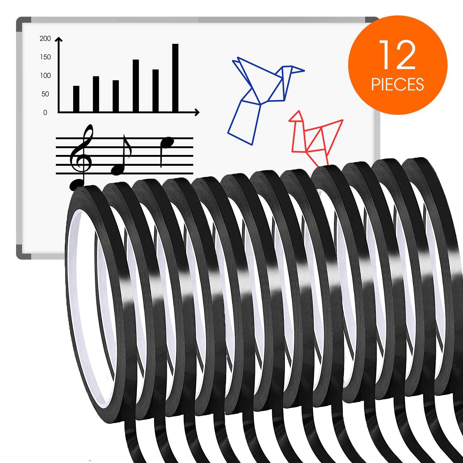 famous brand Whiteboard Pinstripe Tape 12 Rolls 1/8' Thin White Board