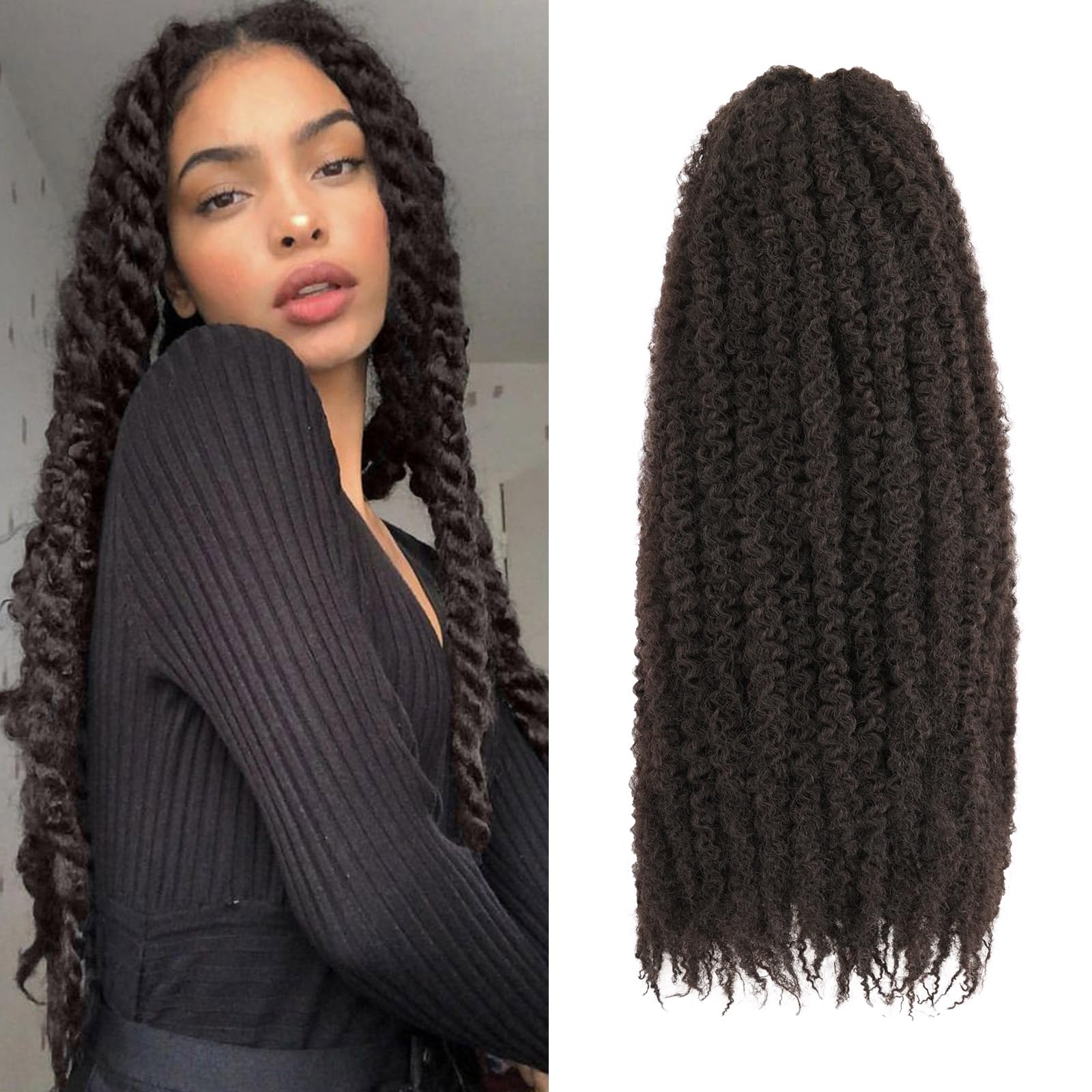 Photo 1 of ZRQ 8 Packs Marley Hair Crochet Braids,24 Inch Afro Kinky Marley Braiding Hair, Synthetic Curly Twist Marley Hair, Long Springy Afro Twist Hair Extensions (4#,8 Packs)
