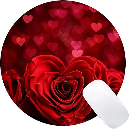Amazon 長方形の丸いマウスパッド バレンタインデーはバラの赤い花をデフォーカス ステッチエッジ Yanteng マウスパッド 通販