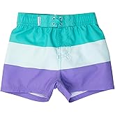 RUGGEDBUTTS Boys UPF50+ Sun Protection Striped Color Block Swim Trunks