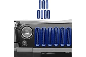 SQQP Mesh Grill Insert Grille Inserts Cover Fit for 2007-2018 Jeep Wrangler JK JKU(Blue)
