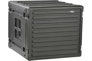 SKB 8U Roto Rack Case - Durable Polyethylene Gear Protector, Stackable, Waterproof with Twist Latches & Rubber Feet for Musicians, Black