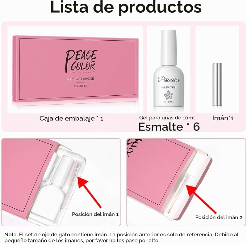 6PCS Esmaltes Semipermanentes para Uñas Rojo, Cat Eye Gel, Jelly Gel Nail Polish, Esmaltes Semipermanentes Brillantina Glitter, Nail Art Manicura 10ML