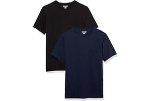 Amazon Essentials Men's T-Shirts, Short-Sleeve Crewneck Pocket, Cotton, 2-Pack