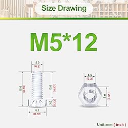 Pzsmocn 100 Pieces/50 Sets M5*12 mm PC Transparent