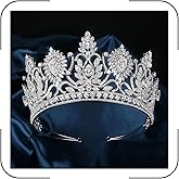 QXMYOO Luxury Large Tiaras and Crowns for Wedding Cubic Zirconia Pageant Crown Tall Bride Tiara Silver Gold Sun Flower CZ Birthday Prom Party Headpiece Bridal Hair Accessories