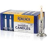 Rokeach Standard Shabbat Candles, 72 Count | White Paraffin Wax Sabbath Candles | 3-Hour Burn Time