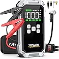 Car Jump Starter with Air Compressor, 6000A 150PSI Jump Starter Battery Pack (All Gas/10.0L Diesel), 12V Battery Jump Starter with Display, Smart Jumper Cables, 2 LED Light