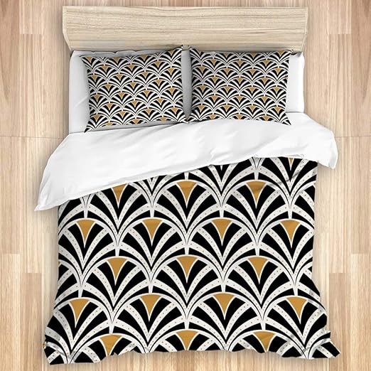 PANILUR Bedding duvet cover，vintage art deco seamless pattern geometric