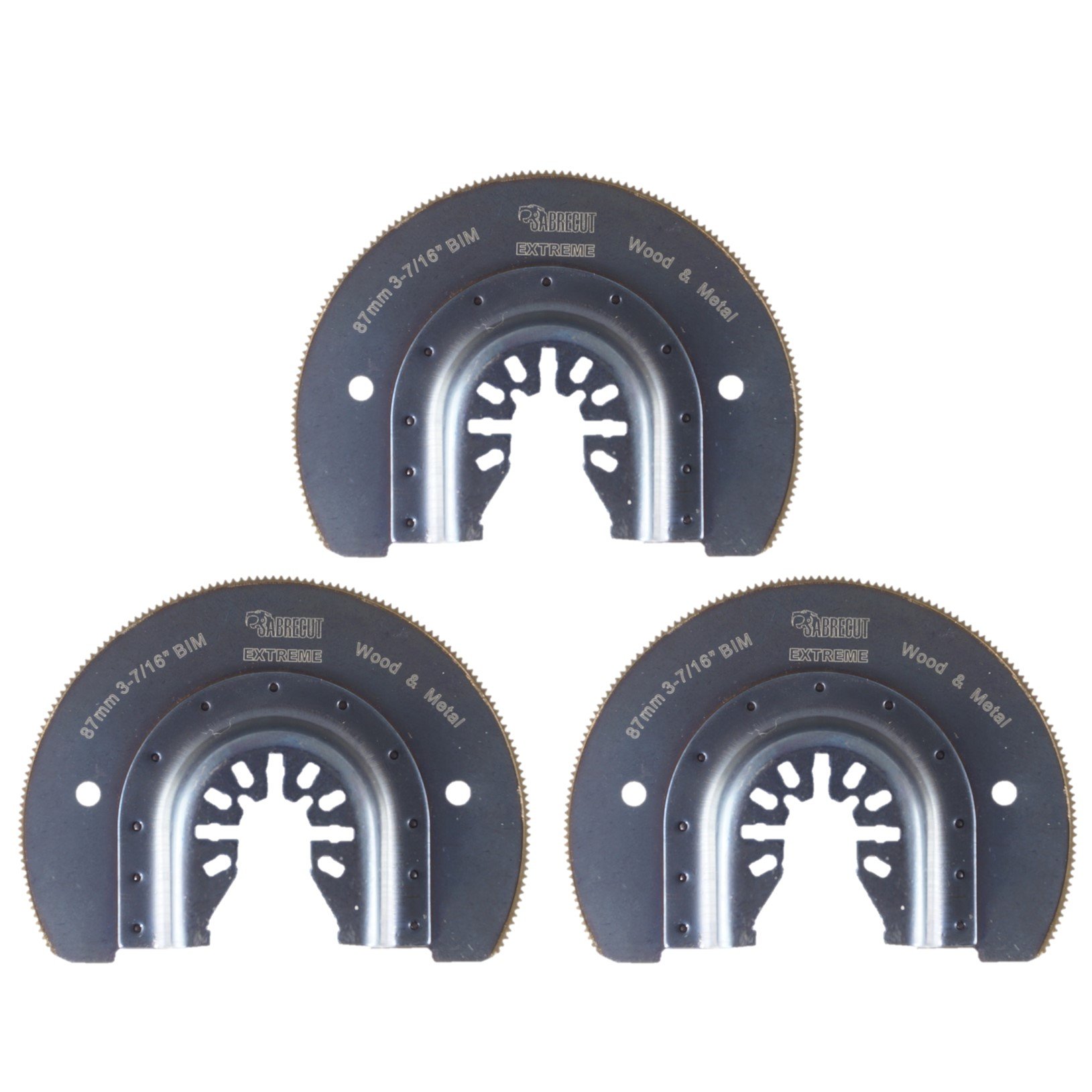 3 x 87mm SabreCut SP90B_3 Fast Fit Metal Blades Compatible with Dewalt Stanley Black and Decker Bosch Fein (Non-StarLock) Makita Milwaukee Hitachi Parkside Ryobi Worx Workzone Multitool Accessories