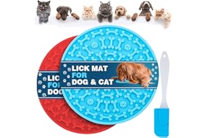 MooonGem Dog Lick Pad, Pet Bathing Grooming Distraction Wall Mounted Silicone Slow Feeder Mat with Strong Suction, 2 Pack