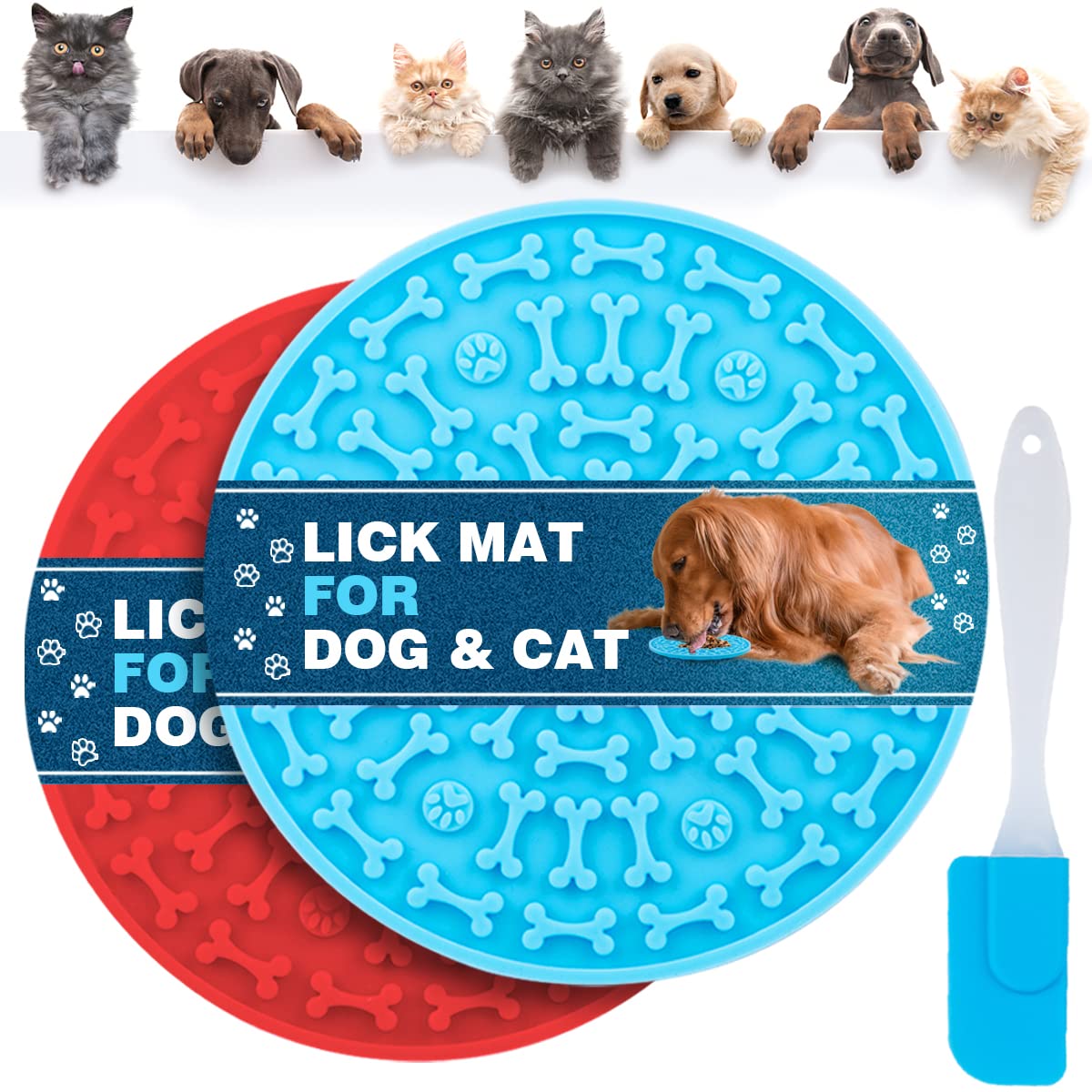 Photo 1 of MooonGem Dog Lick Pad, Pet Bathing Grooming Distraction Wall Mounted Silicone Slow Feeder Mat with Strong Suction, 2 Pack