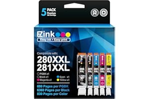 E-Z Ink Compatible Tr8620a Ink Cartridge Replacement for Canon PGI-280XXL CLI-281XXL 280 XXL 281 XXL Compatible with TR8520 TR8620a TR8620 TS702a TS9520 TS9521C TR8520 TS6220 TS6320 TS8220 (5 Pack)