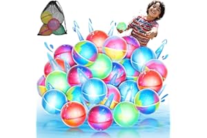 TWCARE 【24 Pack】Magnetic Reusable Water Balloons, Fast Self-Sealing for Kids Adults Latex-Free Silicone Quick Easy Auto Fill Bomb Ball, Refillable Pool Beach Outdoor Activities Games Toy Summer Fun Splash