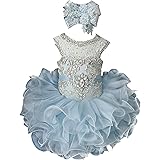 M_RAC Baby Girl's Crystal Lace Pageant Cupcake Dresses for Toddler Short Mini Birthday Party Gowns M190