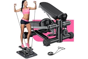 KitGody Steppers for Exercise at Home, Mini Stair Stepper with Resistance Bands, Exercise Stepper Machine Under Desk Stepper 330 LBS Capacity