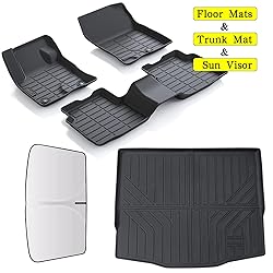 LJWAITO Floor Mats & Trunk Mat & Sun Visor for Ford