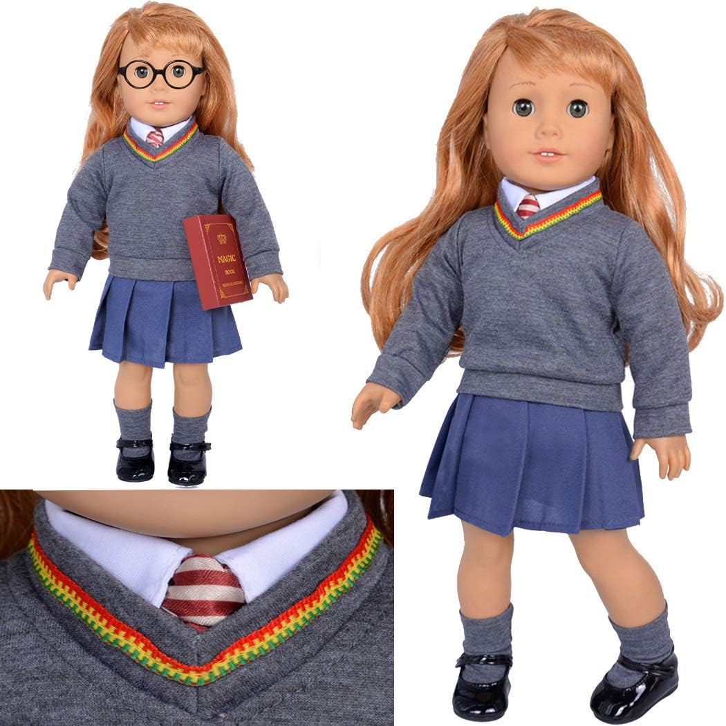 10pc Magic School Uniform Inspired Costume Doll Clothes Clothing Outfits Accessories Set for 18 inch Girl Dolls (No Doll) - Image 5
