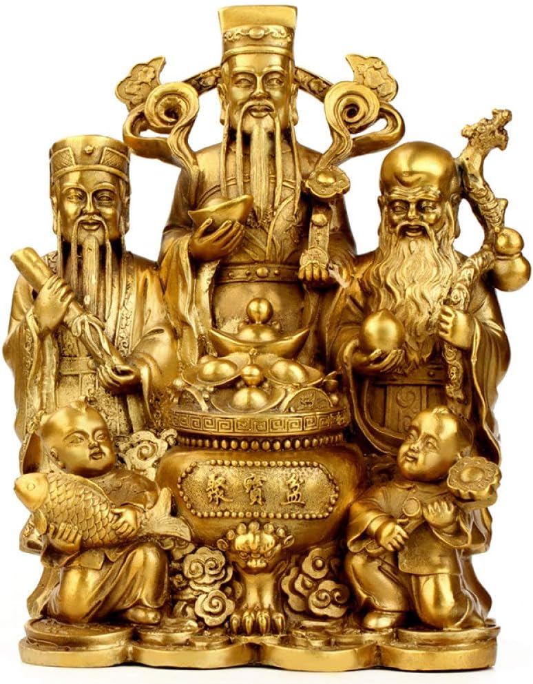 Figurine Copper Ornament Statue Fukurokuju Buddha Mascot God of Longevity Mammon The God of Wealth Statue Bronze Sculpture Buddha Lucky Figurine for Living Room Home Decorations and Christma-DX1769