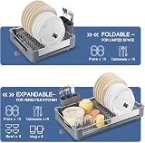 KINGRACK Expandable Dish Drainer Rack Foldable With Removable Cutlery Holder view 3
