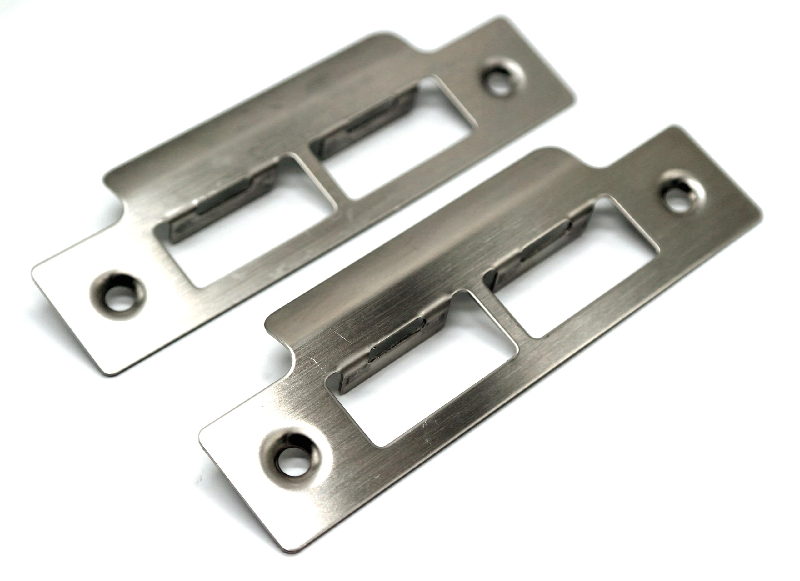 2X Long Strike Plates Brushed Satin for Mortise Latch 114mm Length x 25mm with x 1mm Thick Pack of 2