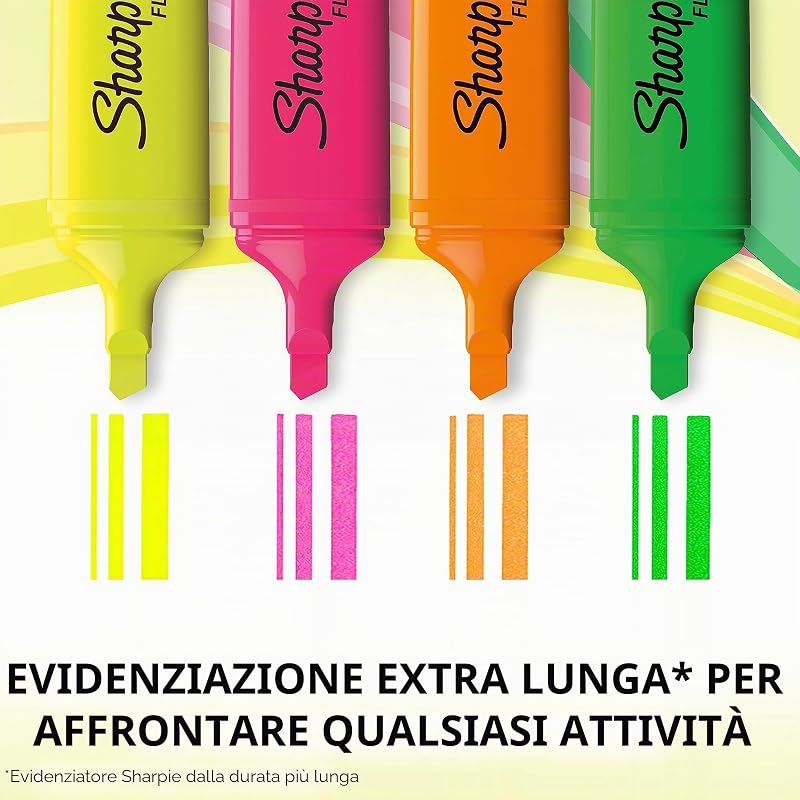 Fluo XL Evidenziatori | punta a scalpello | colori fluorescenti assortiti | set di 4 evidenziatori
