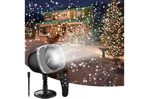 Elec3 Christmas Snowfall Projector Lights, Indoor Outdoor Holiday Snow Lights with Remote Control, White Snow for Halloween Xmas Party Wedding Garden Christmas Landscape Decoration