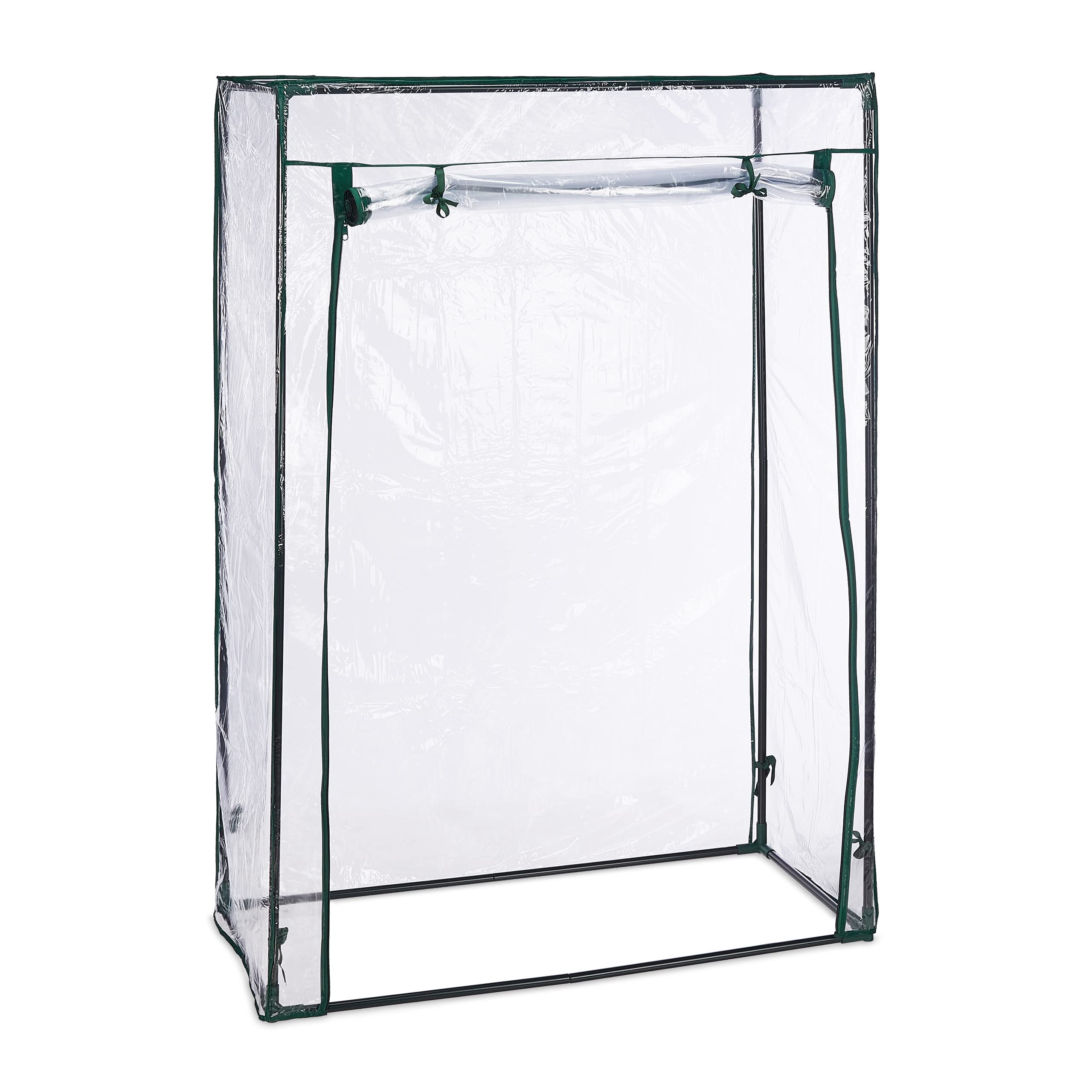 Relaxdays Tomato Greenhouse, PVC film, Walk-in, Foil Propagator Tent with Door, HWD 150 x 100 x 50 cm, Transparent/Black