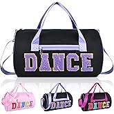 Dance Bag for Girls, KUIRAN 23L Waterproof Travel Duffel Bag with Colorful Chenille Letter, Lightweight Small Gym Sport Ballet Bag Weekender Bag with Large Main Compartment - Black/Purple