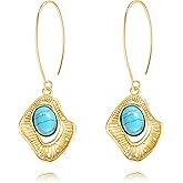 SOFYBJA Dainty 18K Gold Plated Disc Ball Triangle Sunburst Drop Earrings Long Dangle Lightweight Handmade Earrings Jewelry