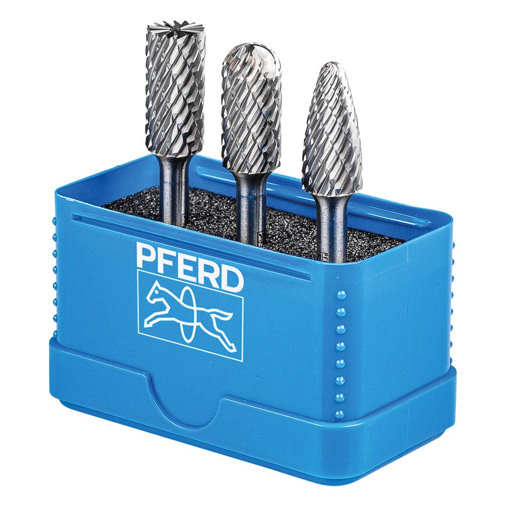 PFERD HM milling bit Set, 3 Pieces, All-Round Teeth, Shaft Diameter 6 mm, milling bit Diameter 12 mm, 21901414 - for Versatile use on The Most Important Materials — image 1