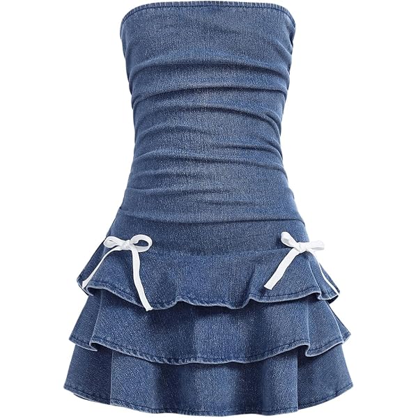 knee length dresses for ladies Rautha Denim Mini Dress Black
