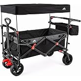Foldable Kids Wagon Stroller with Removable Canopy,Designed for 2 Kids | with seat belts,reversible handle and 220 lbs capacity,Ideal for family travel,outdoor activities and cargo