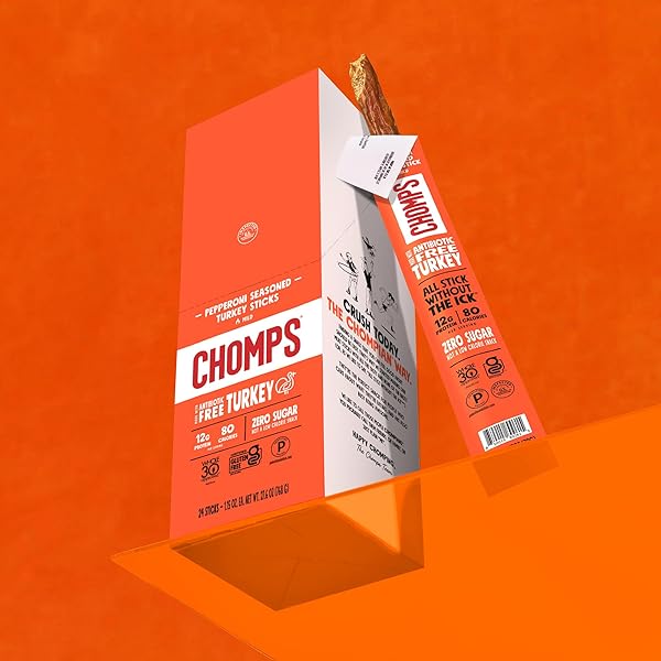 CHOMPS PEPPERONI TURKEY JERKY STICK, 1.15 OZ
